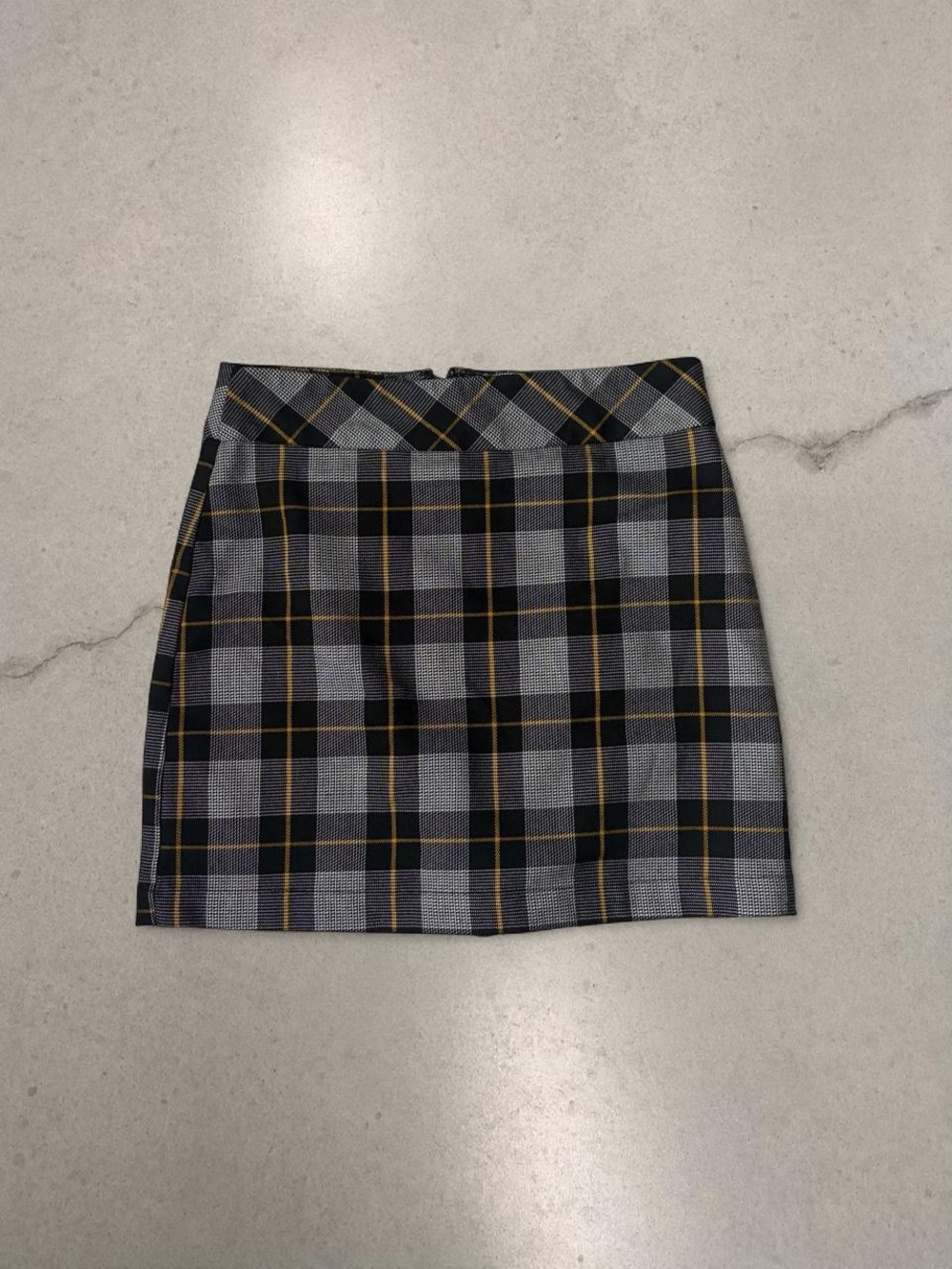 Forever 21 Plaid Mini Skirt in Black, Gray and Yellow Accent